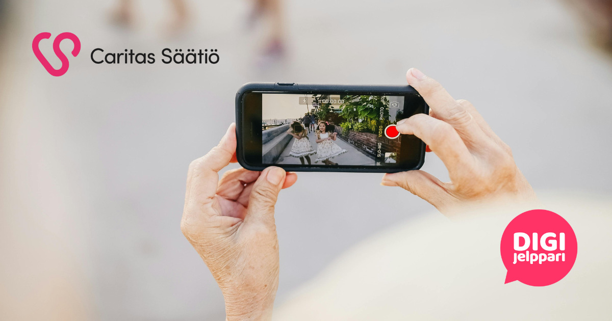 Old person shooting a with a smartphone of children dancing